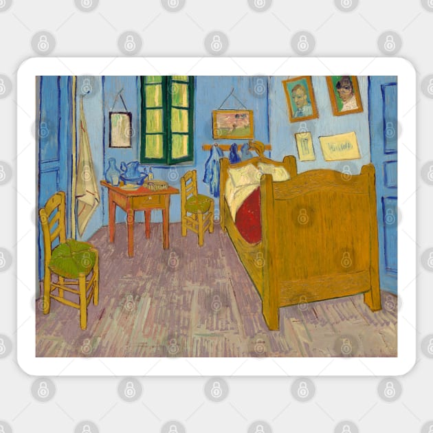 Van Gogh -The Bedroom - Digitally Remastered Sticker by RandomGoodness